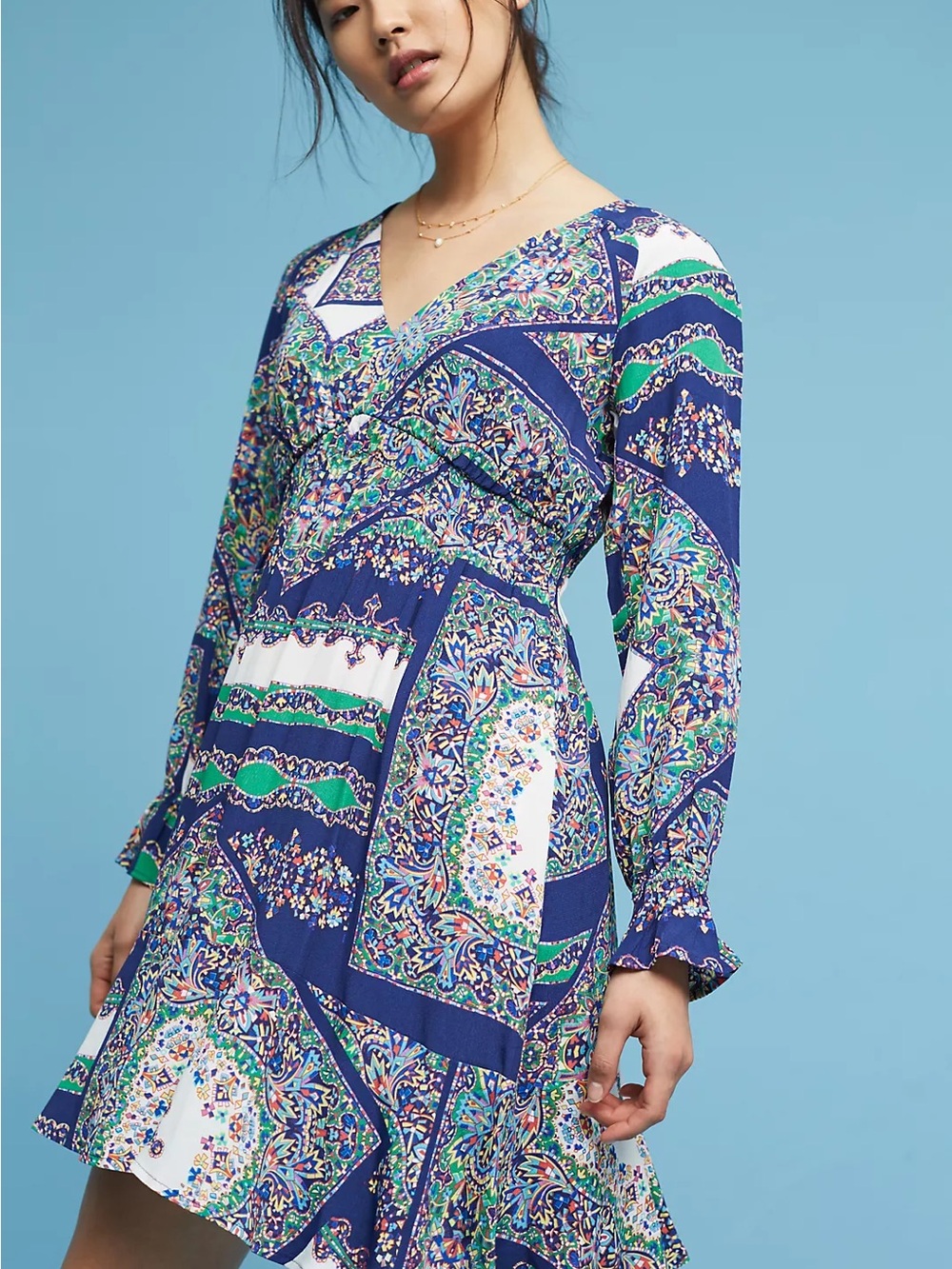 Women's Blue Floral Monaco Tiered Dress